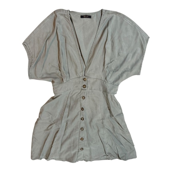 Quince Vintage Wash Tencel Dress Sz M NEW Olive Green Belted Back - Picture 3 of 4